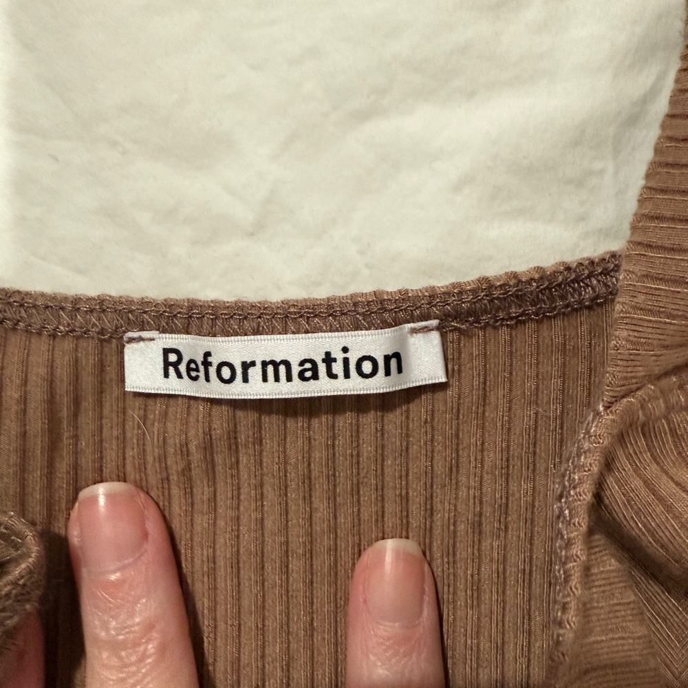 Reformation Ribbed Tan Tank Top - Picture 3 of 4